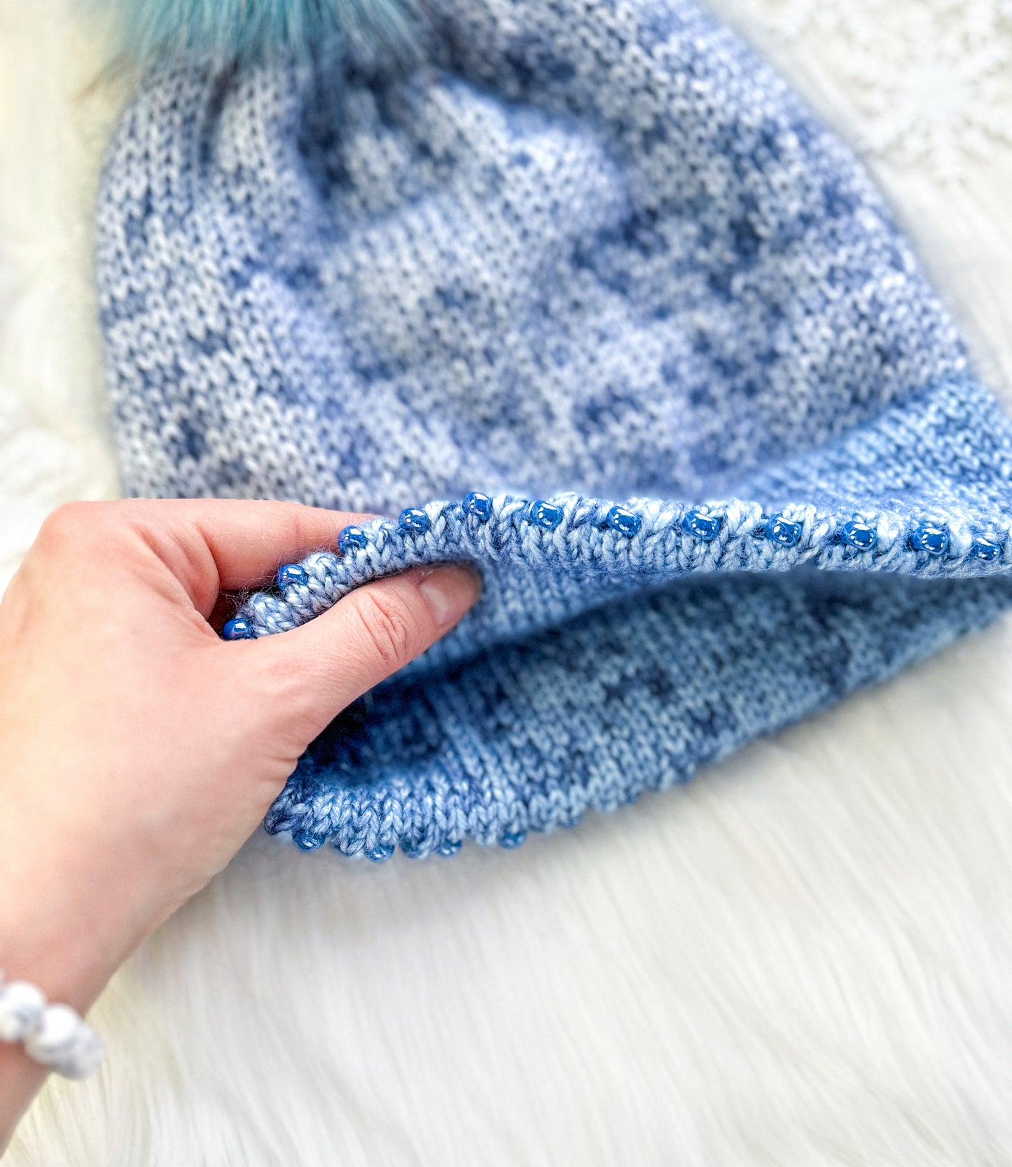 Pretty in Picot ~ blue mohair and beads