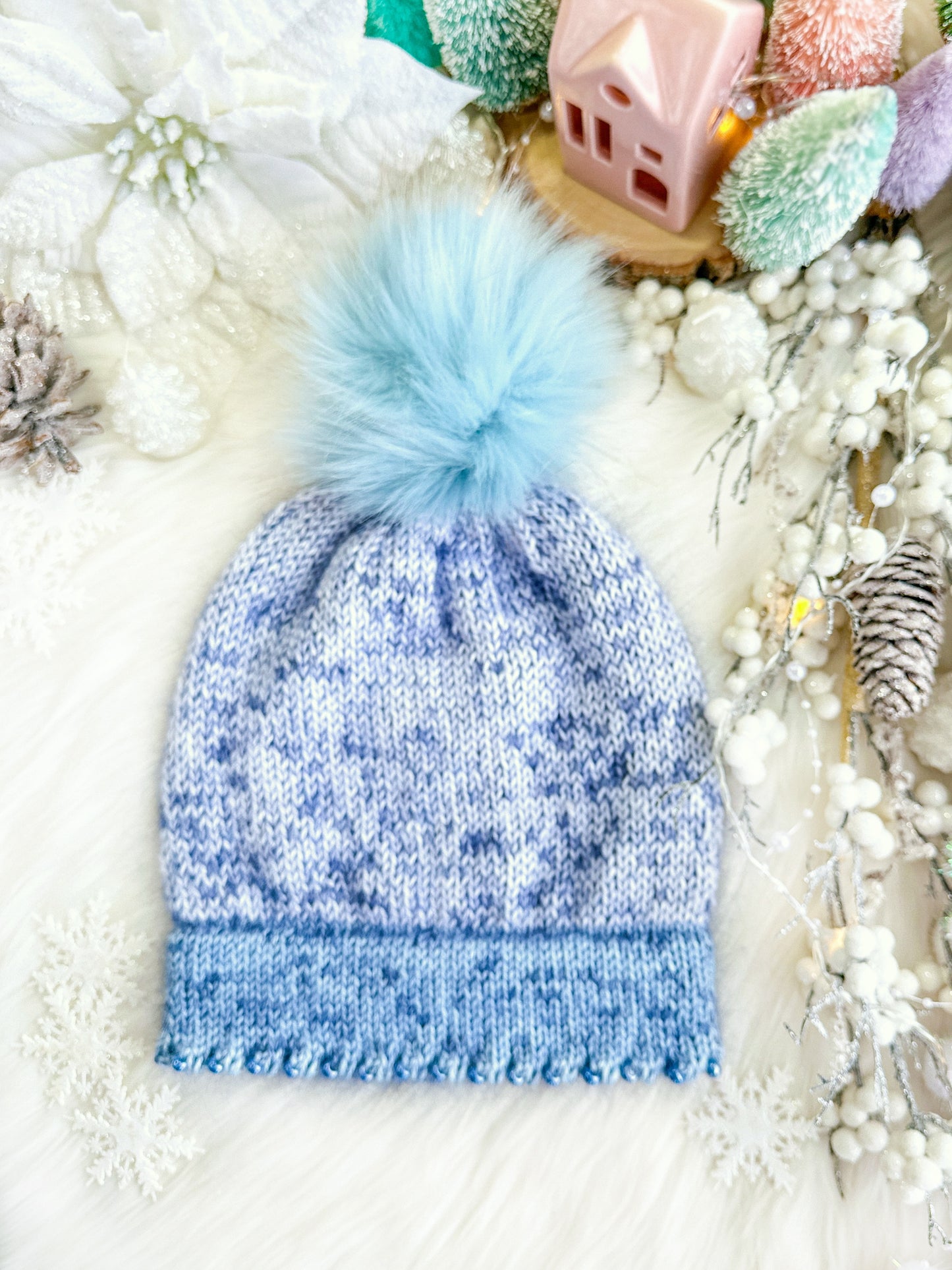 Pretty in Picot ~ blue mohair and beads