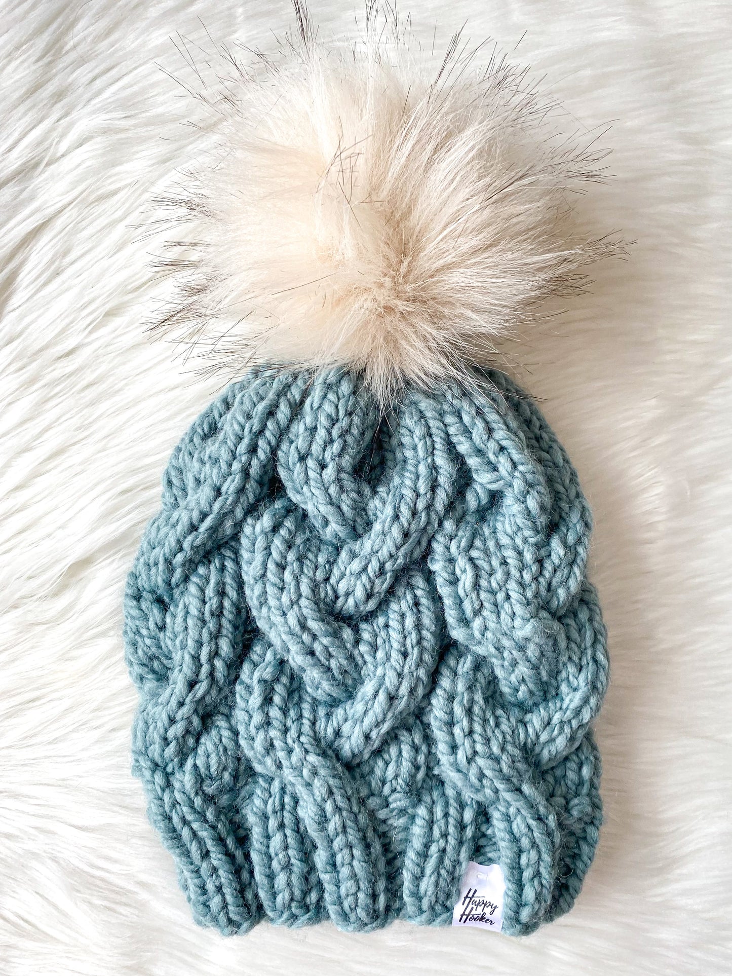 Chunky cable knit hat - various colours and sizes