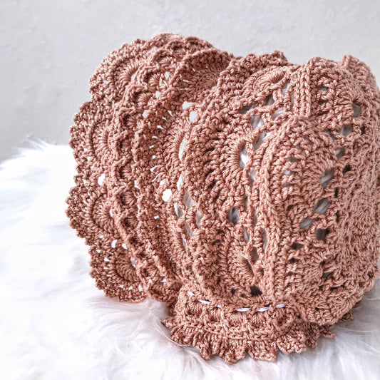 "Heirloom" crochet lace baby bonnet - 3 to 6 months